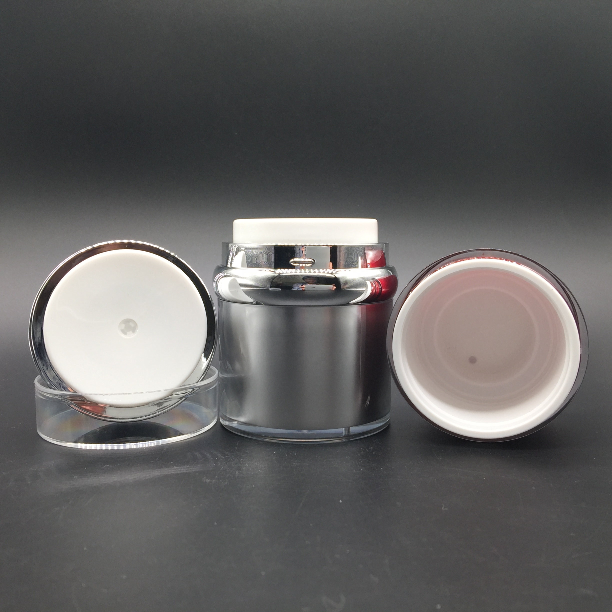 Newest design silver airless pump jar 15ml 30ml and 50ml with shoulder