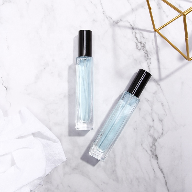 Newly Body Parfum Cosmetic Packaging 10ml 30ml 50ml 100ml Empty Clear Square Glass Perfume Bottle With Spray