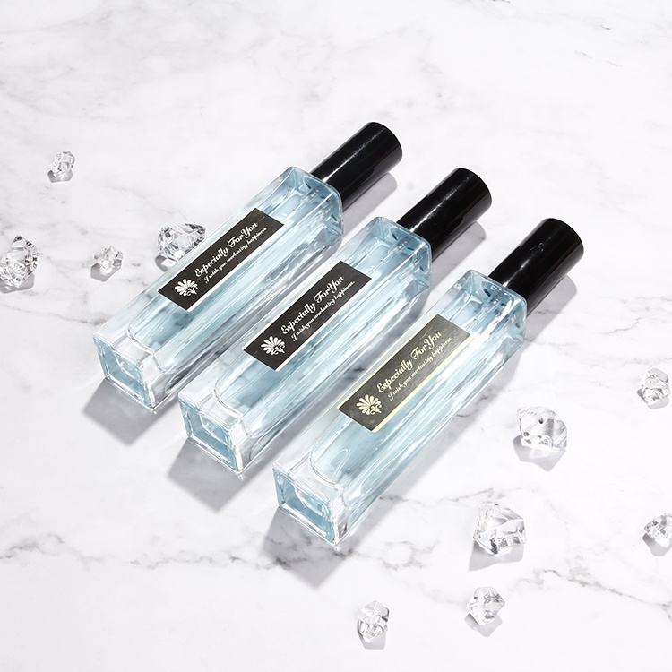 Newly Body Parfum Cosmetic Packaging 10ml 30ml 50ml 100ml Empty Clear Square Glass Perfume Bottle With Spray
