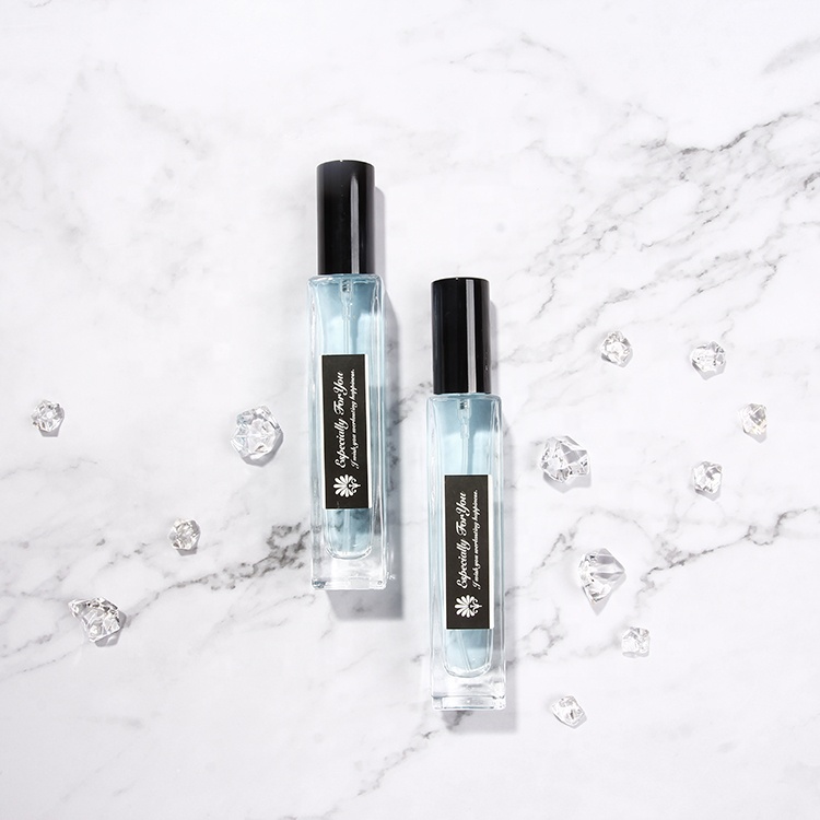 Newly Body Parfum Cosmetic Packaging 10ml 30ml 50ml 100ml Empty Clear Square Glass Perfume Bottle With Spray