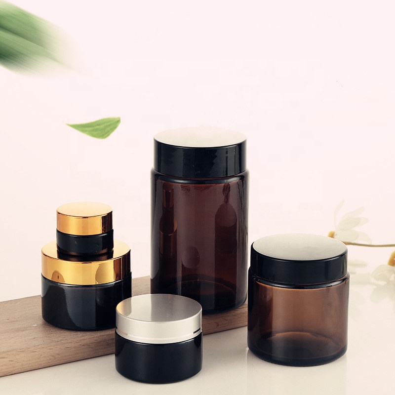 Newly design empty luxury glass cosmetic jar skin care 4oz cosmetic jar cosmetic cream jar with screw lid
