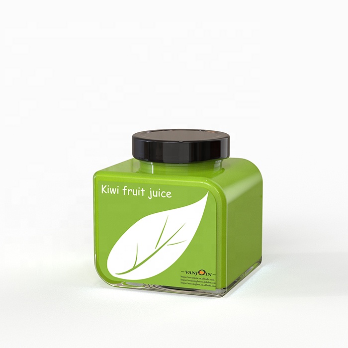 Newly designed wide mouth 314ml empty square sauce packaging glass jar wholesale with twist off middle-deep lid