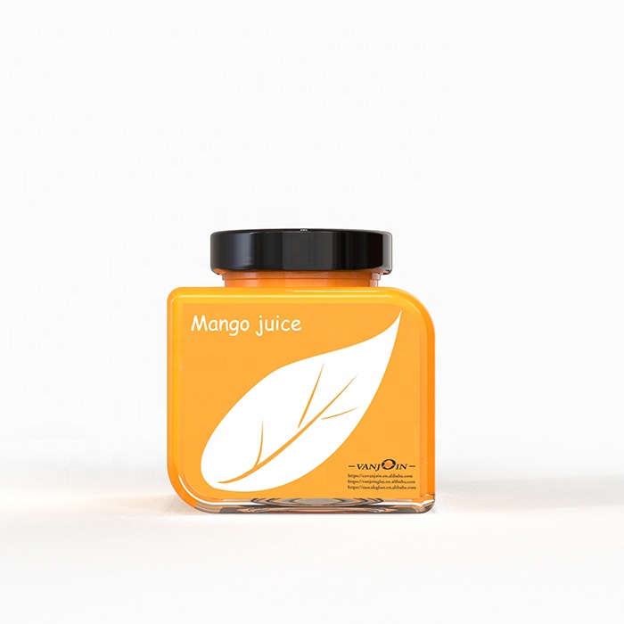 Newly designed wide mouth 314ml empty square sauce packaging glass jar wholesale with twist off middle-deep lid