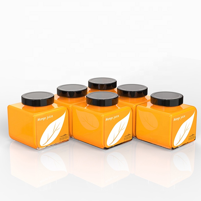 Newly designed wide mouth 314ml empty square sauce packaging glass jar wholesale with twist off middle-deep lid