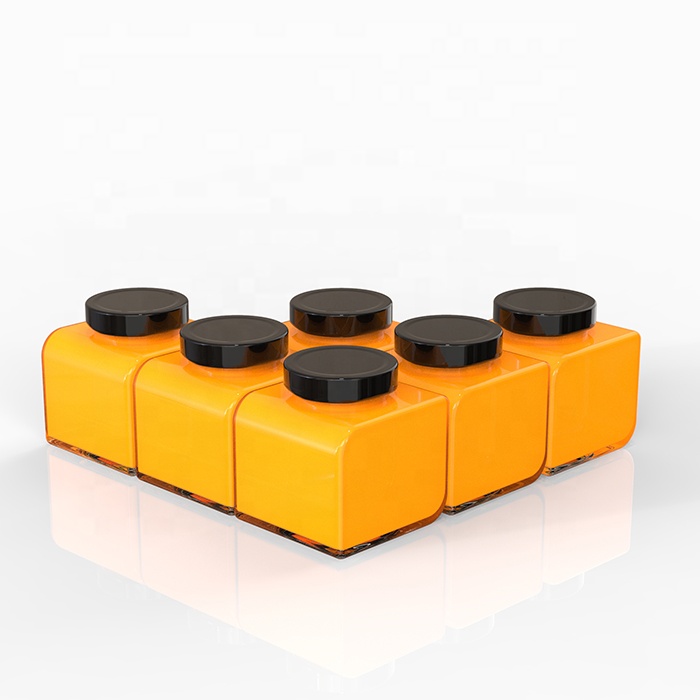 Newly designed wide mouth 314ml empty square sauce packaging glass jar wholesale with twist off middle-deep lid