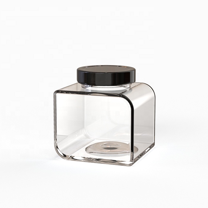 Newly designed wide mouth 314ml empty square sauce packaging glass jar wholesale with twist off middle-deep lid