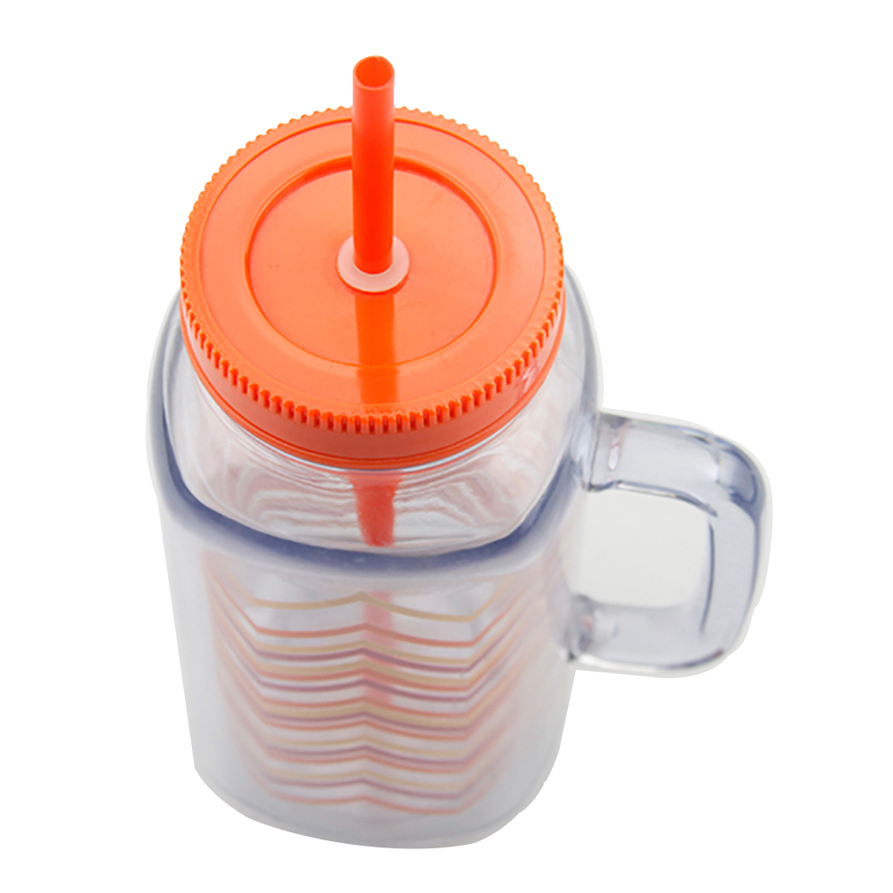 News products of 2018 wholesale 24oz colorful logo printing drinking plastic mason jar manufacturer with handle