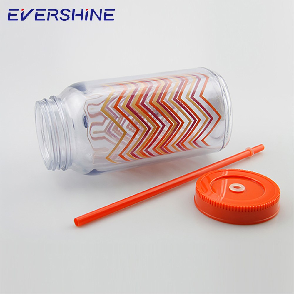 News products of 2018 wholesale 24oz colorful logo printing drinking plastic mason jar manufacturer with handle