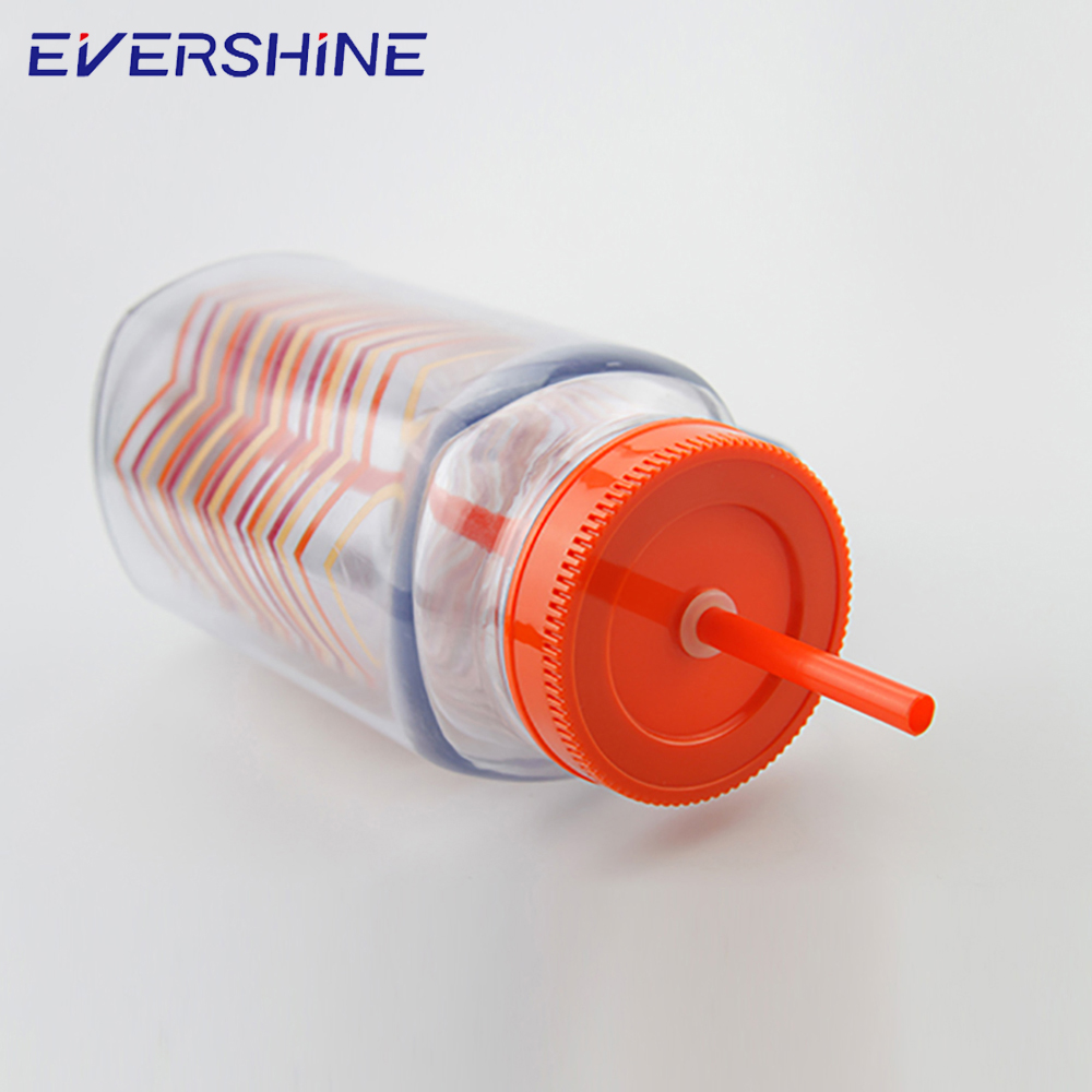 News products of 2018 wholesale 24oz colorful logo printing drinking plastic mason jar manufacturer with handle