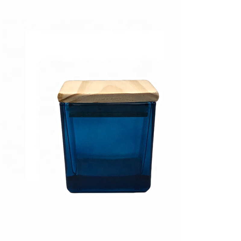 Nice 200 ML black empty square custom candle cup holder glass jar with sealed metal lid