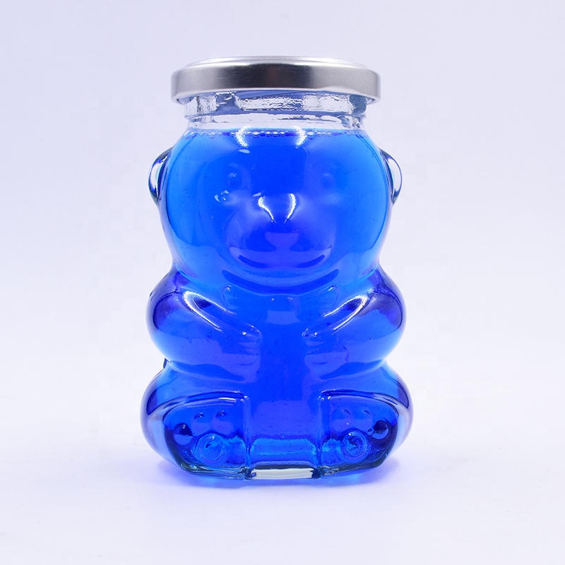 Nice 280 ml  transparent clear  bear shape candle  glass jar  with paraffin