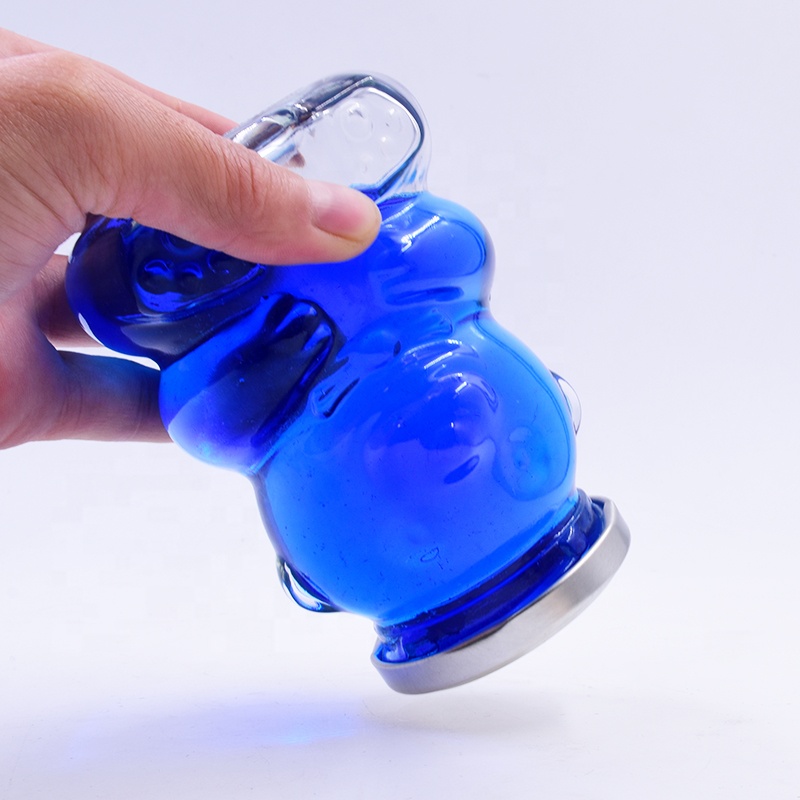 Nice 280 ml transparent clear bear shape candle glass jar with paraffin