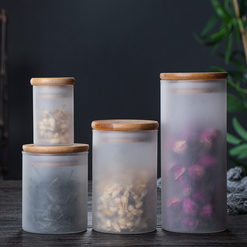 Nice hot - resistant frosted glass jars with lids