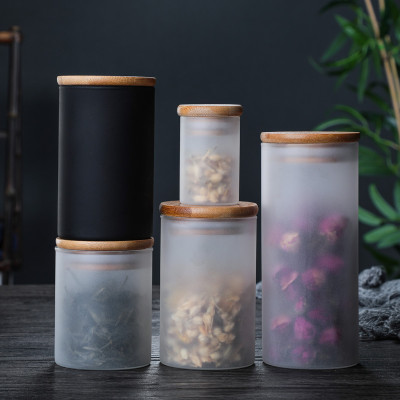 Nice hot - resistant frosted glass jars with lids