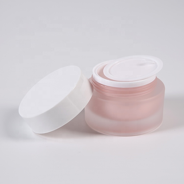 Ningbo Shanghai export double wallled pink plastic jar 50g pink cosmetic containers cosmetics jars