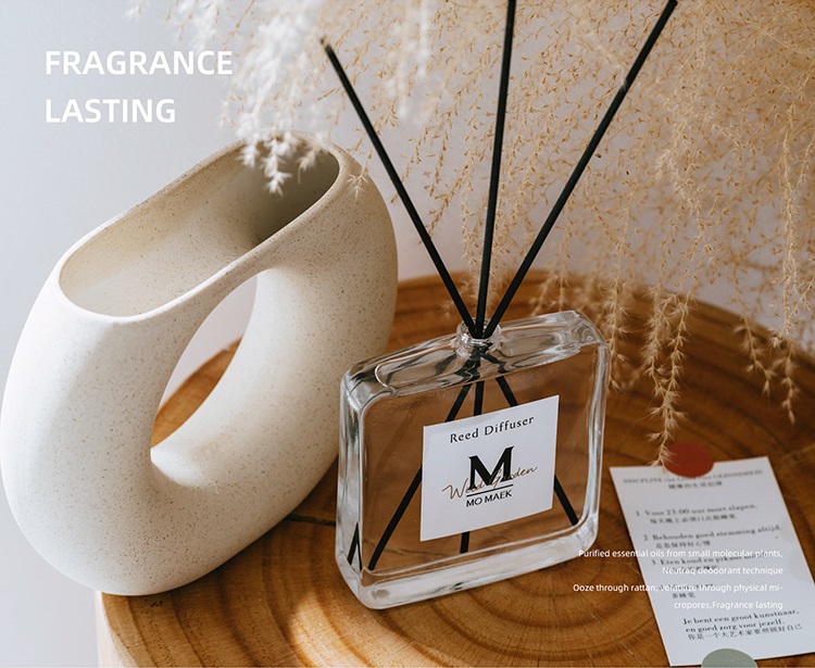 No Fire reed diffuser Empty Square flat Essential oil Aroma glass bottle