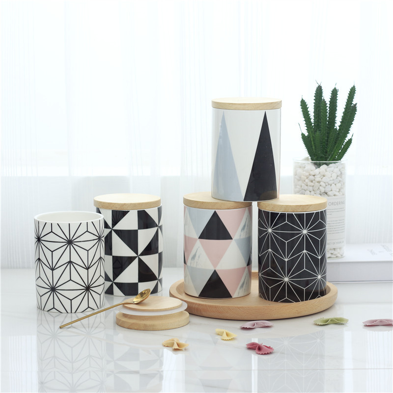 Nordic Marble Color Decorative Storage Trunk Set Food Cookie Sealed Storage Jar