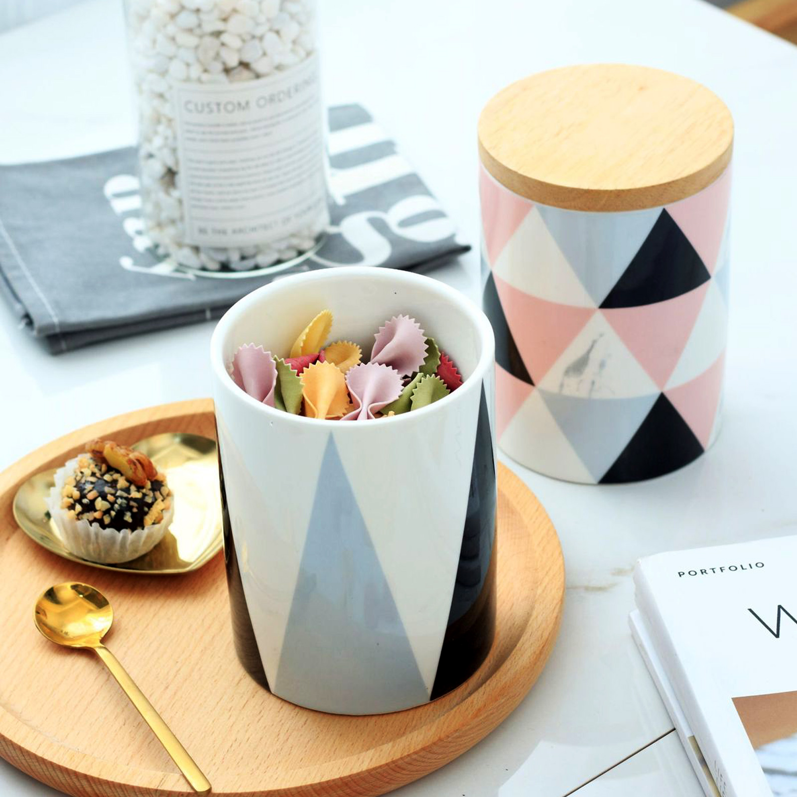 Nordic Marble Color Decorative Storage Trunk Set Food Cookie Sealed Storage Jar