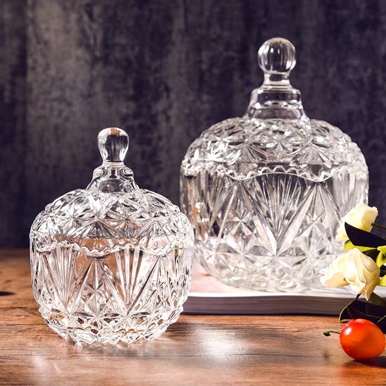 Nordic Style Decorative Storage Jar Glass Candy Jar Crown Glass Candy Box