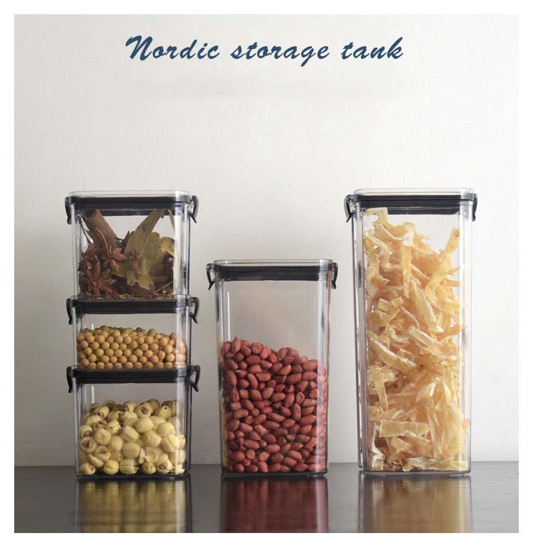 Nordic Style PET TPR Plastic Cereal Containers With Sealed Lids Large Capacity Food Storage Canisters For Dry Food Grains