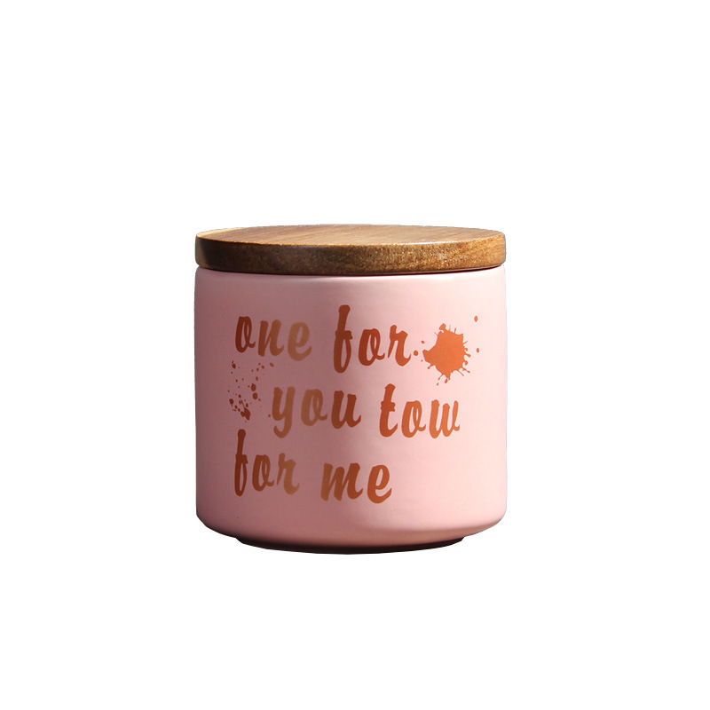 Nordic ceramic wooden lid airtight jar/Dried fruits grains tea food storage jar