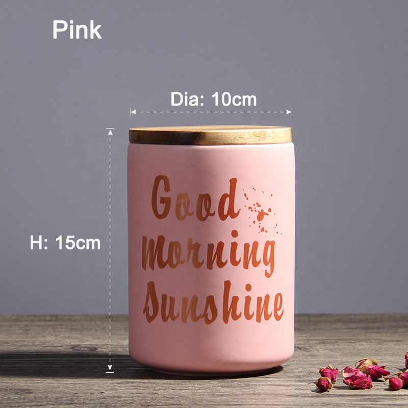 Nordic ceramic wooden lid airtight jar/Home decor dried fruits grains tea food snack storage jar