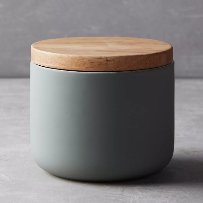 Nordic simple matte color glaze cylinder ceramic jars kitchen food storage jar with wooden lid