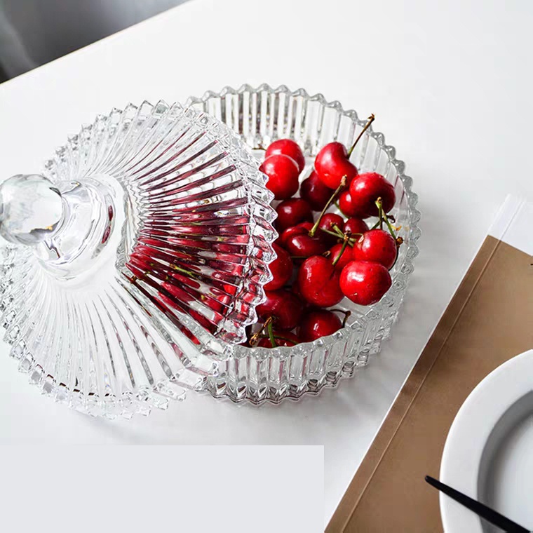 North European Retro Sugar Bowl Striped Glass Storage Jar Yurt Style Glass Candy Jar