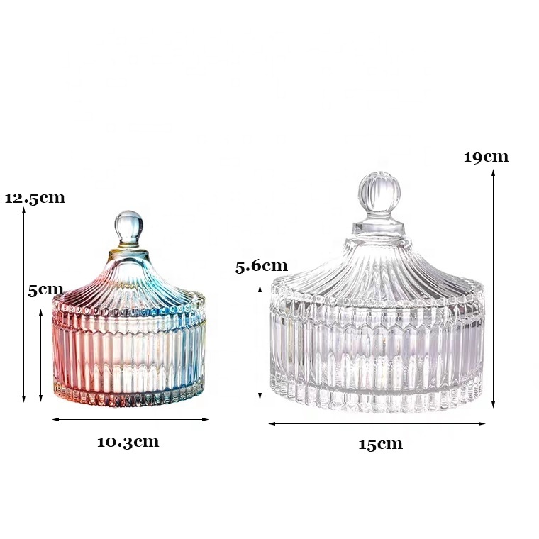 North European Retro Sugar Bowl Striped Glass Storage Jar Yurt Style Glass Candy Jar