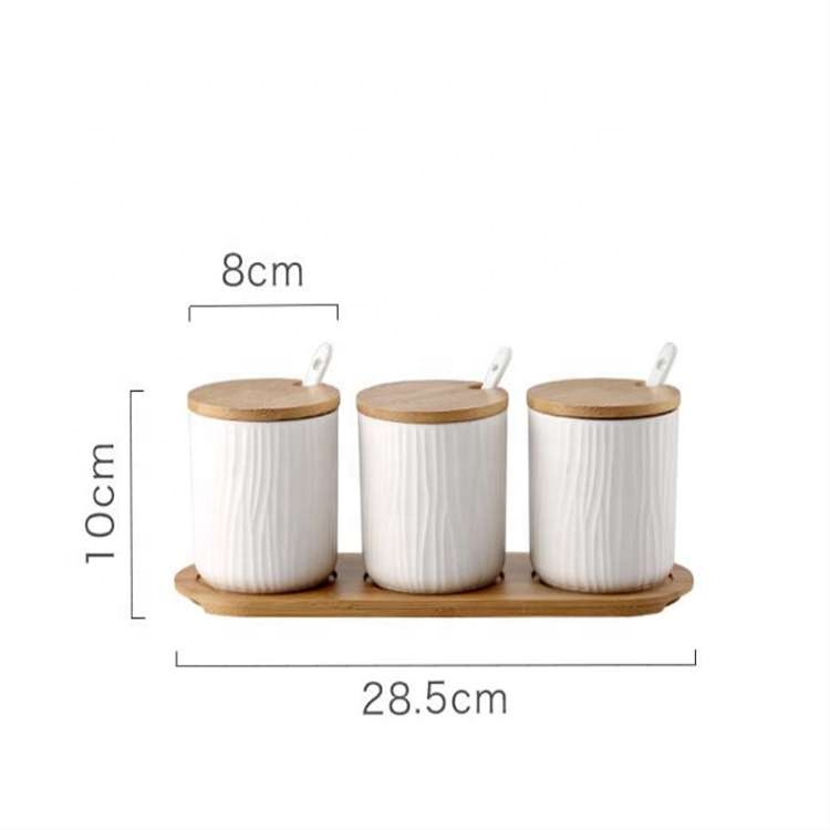 Northern Europe Home creative seasoning box Vertical line Kitchen supplies set Condiment bottle Ceramic seasoning jar