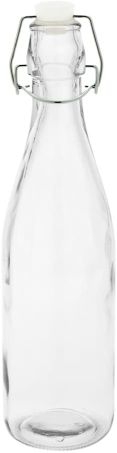 Nostalgic Swing Top Glass Bottle, 16.9-Ounce, Clear Wine Bottle