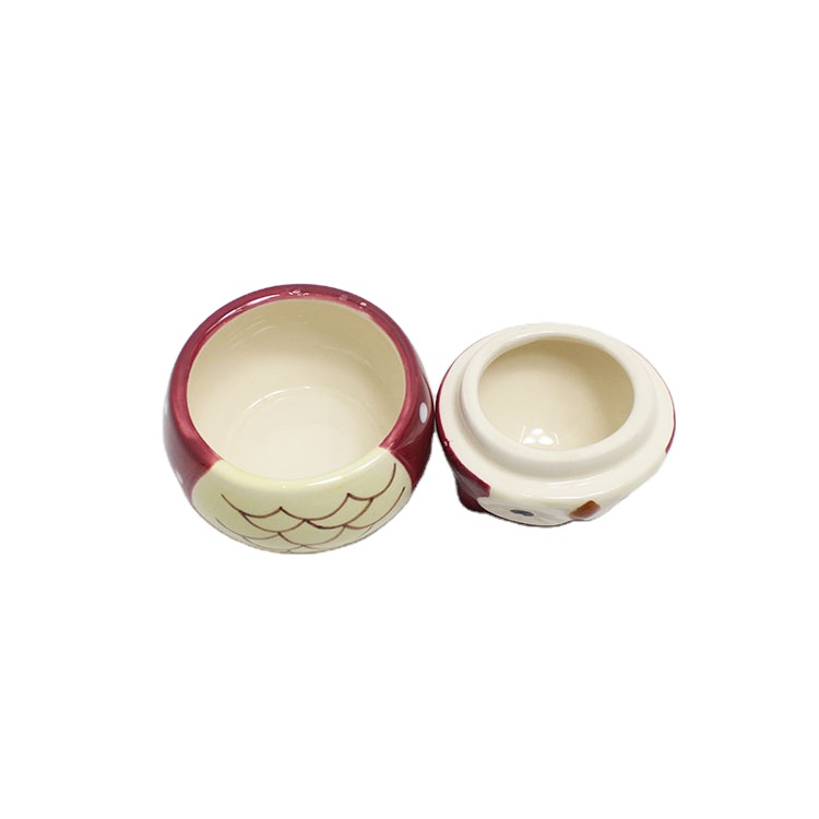 Novelty small owl shaped ceramic storage jars