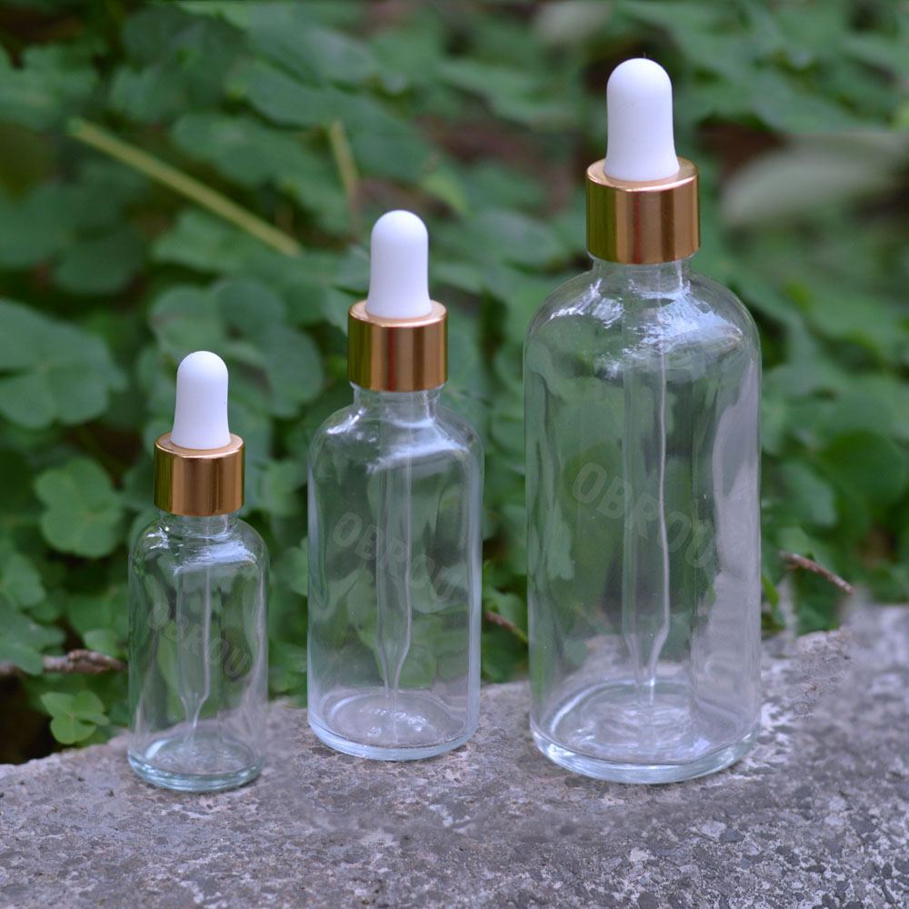 OBROU High Quality Essential Oil Clear Frosted Amber Glass Bottle With Dropper Sets Wholesale