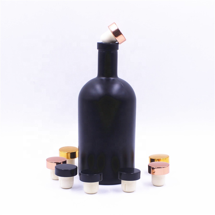 ODM Gin Glass Bottles OEM Customized 750 Ml 700 Ml Clear OSLO Black Color Tequila Vodka Cork Offset Printing