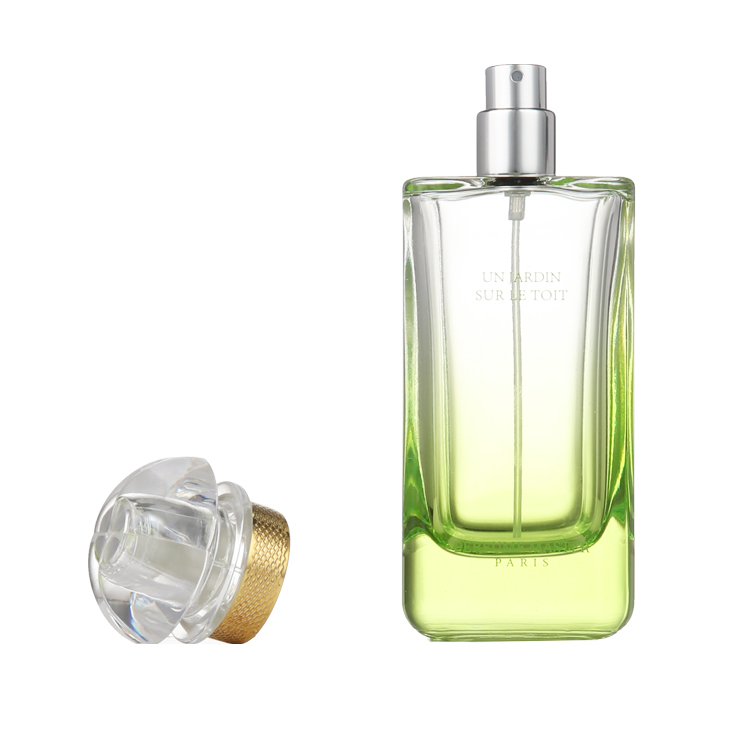 ODM OEM Empty Light Green/Dark Green/Blue/Purple 110ml Square Perfume Glass Bottle