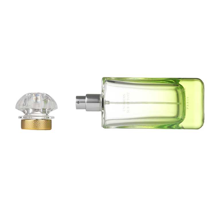 ODM OEM Empty Light Green/Dark Green/Blue/Purple 110ml Square Perfume Glass Bottle