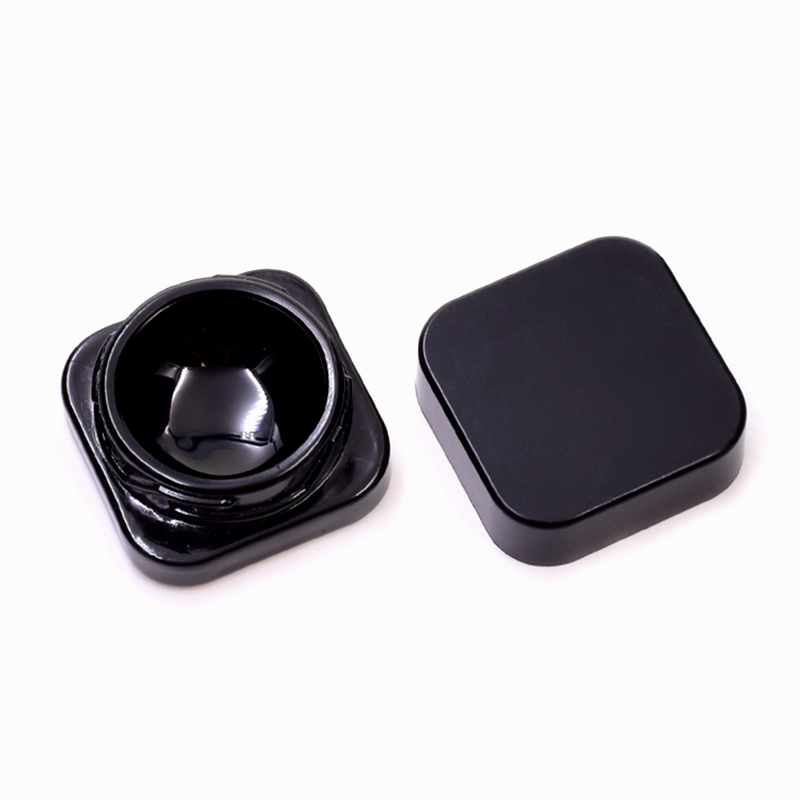 OEM  10 ml black square lovely  straight side eye cream cosmetic packing  glass jar with plastic child proof lid.