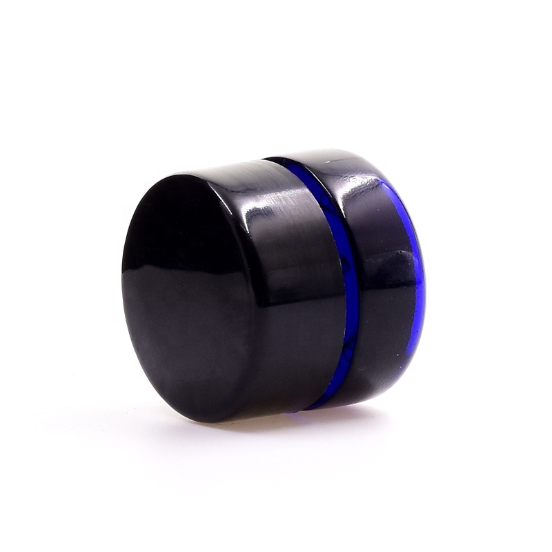 OEM 10 ml dark blue round straight side eye cream cosmetic packing glass jar with plastic child proof lid.