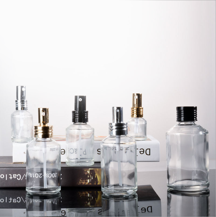 OEM 100ml 120ml 200ml Painted Slant Oblique Shoulder Glass Spray PUMP Bottle Perfume With Aluminum Mist Sprayer