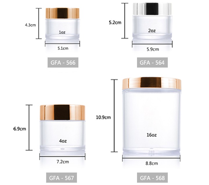 OEM 1oz 2oz 4oz 16oz PS clear Luxury Empty Cosmetic Containers Cosmetic Packaging Plastic Cream Jar with gold screw top lid