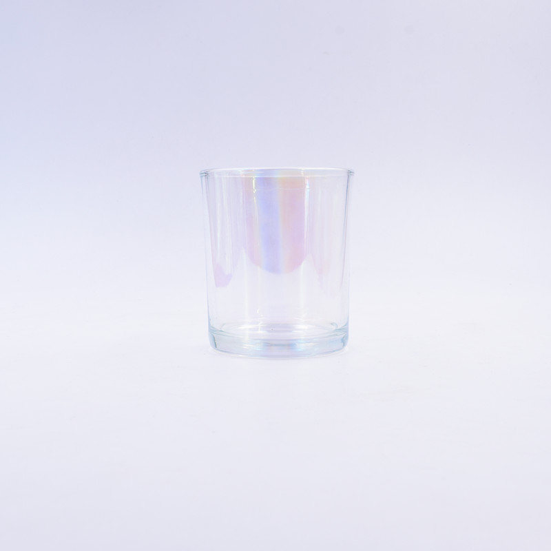 OEM 200 ML colorful ion plating empty round custom candle holder glass jar with sealed metal lid