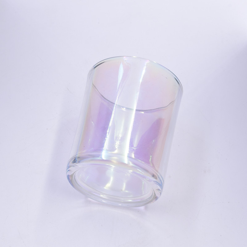 OEM 200 ML colorful ion plating empty round custom candle holder glass jar with sealed metal lid