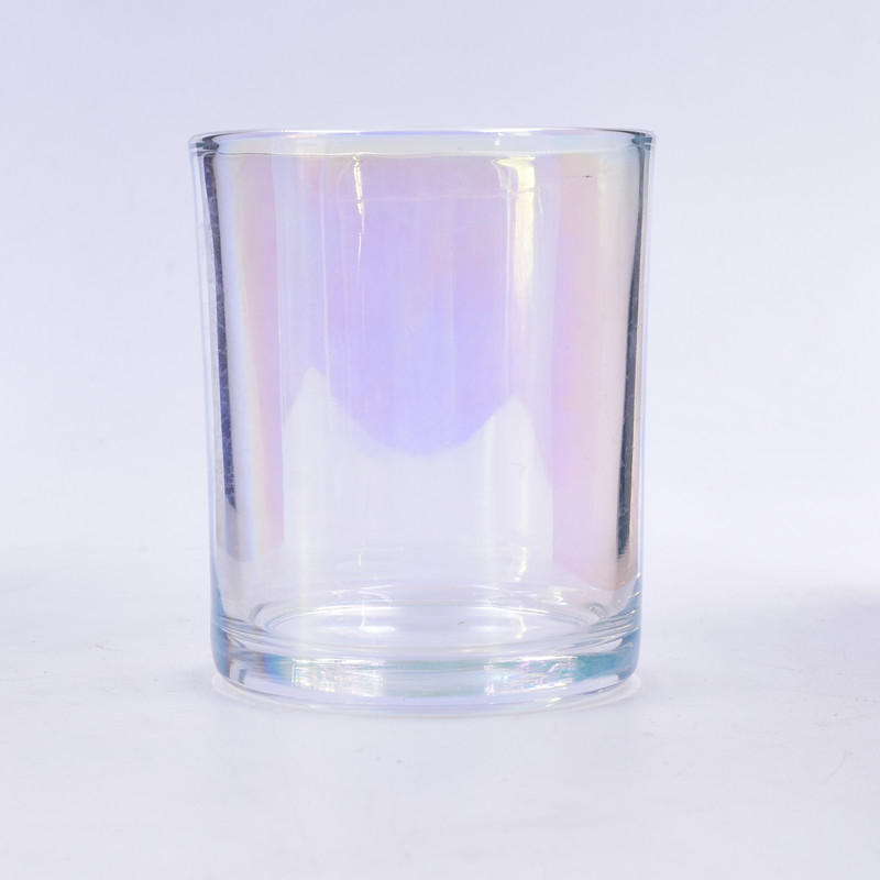OEM 200 ML colorful ion plating empty round custom candle holder glass jar with sealed metal lid