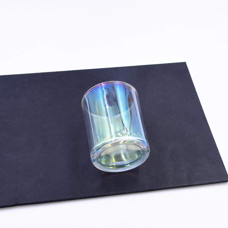 OEM 200 ML colorful ion plating empty round custom candle holder glass jar with sealed metal lid