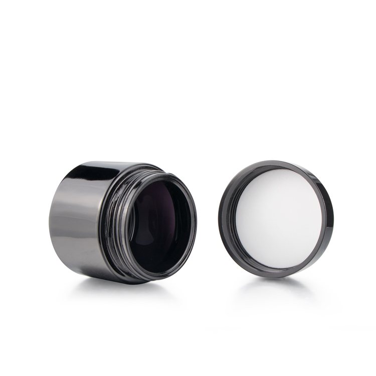 OEM 250ml 500ml 750ml 1000ml airtight weed container smell proof dark violet UV black cosmetic glass jars with screw top cap