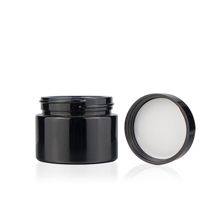 OEM 250ml 500ml 750ml 1000ml airtight weed container smell proof dark violet UV black cosmetic glass jars with screw top cap