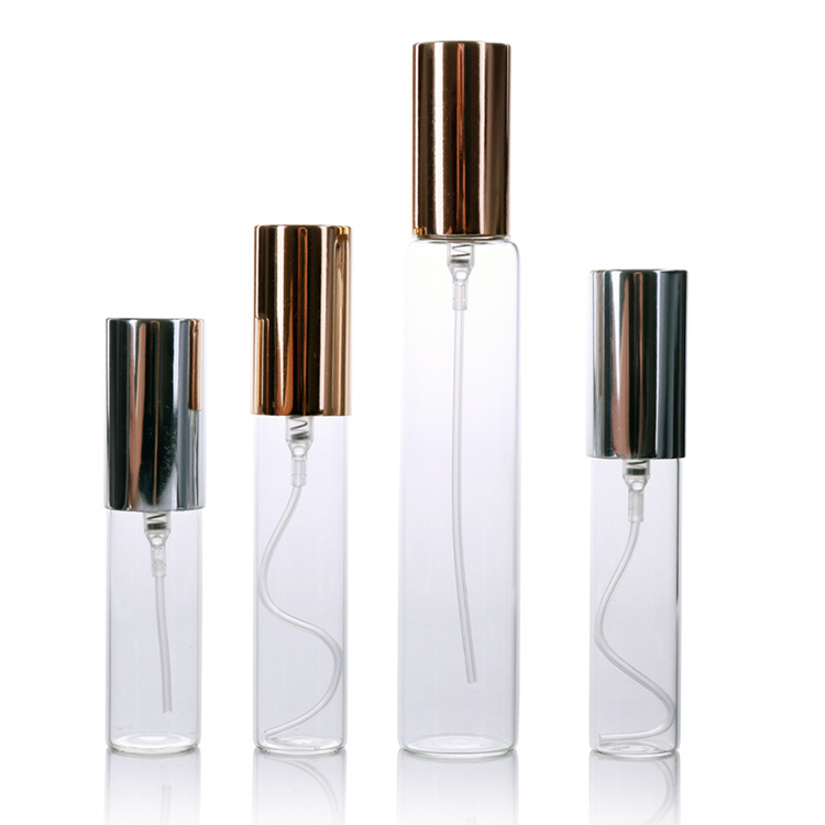 OEM 2ml 3ml 4ml 5ml 8ml 10ml 15ml perfume glass tester vial spray bottle with aluminum gold cap