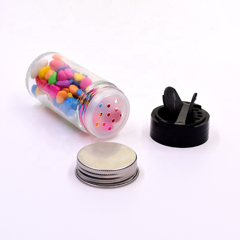 OEM 3 OZ 90 ml clear round salt pepper chicken powder Seasoning glass spice jar with screw lid and clear plastic plug