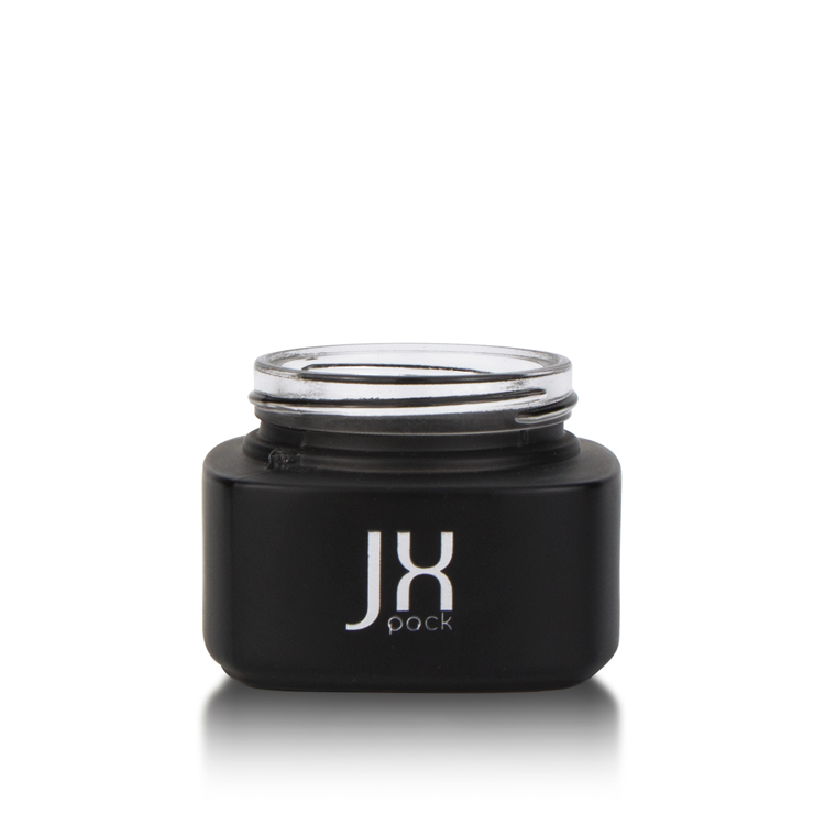 OEM 30g 50g matte black facial cream containers 30ml 50ml skincare square cosmetic face cream glass jars with lids