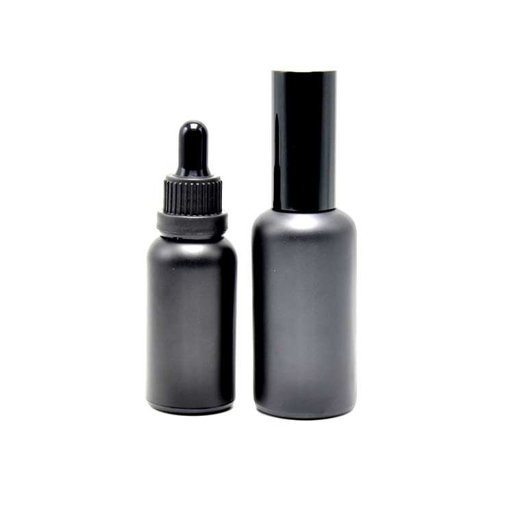 OEM 30ml matte black essential oil bottle with dropper 10ml glass good price